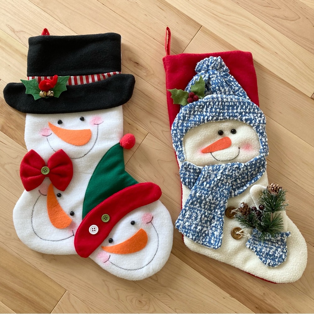 Snowman and SnowWoman Christmas Stockings